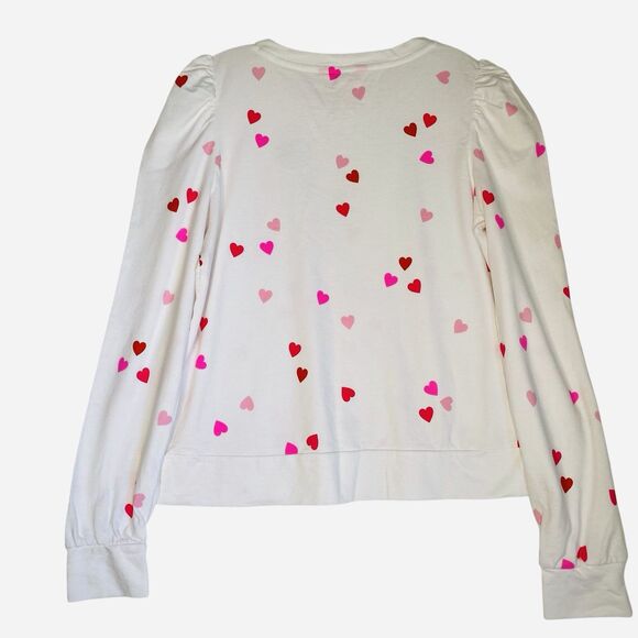 Lilly Pulitzer Sweatshirt L White Pink Hearts Romantic Dreamy Barbie Princess - Picture 2 of 6